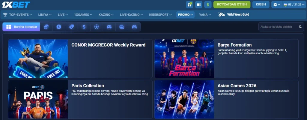 1xBet bonus turlari va kupon kodlaridan foydalanish shartlari